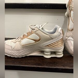 Nike Shox Women's Cream and Gold Sneakers